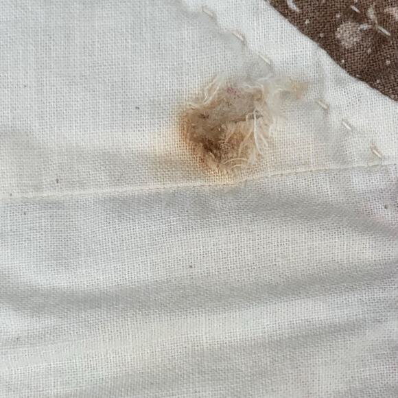 Vintage Star Pink Brown Cutter Quilt Hand Quilted 188"x172" Cotton Imperfect - Picture 3 of 7